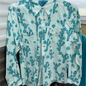 Cactus Print Women's Button Down Shirt